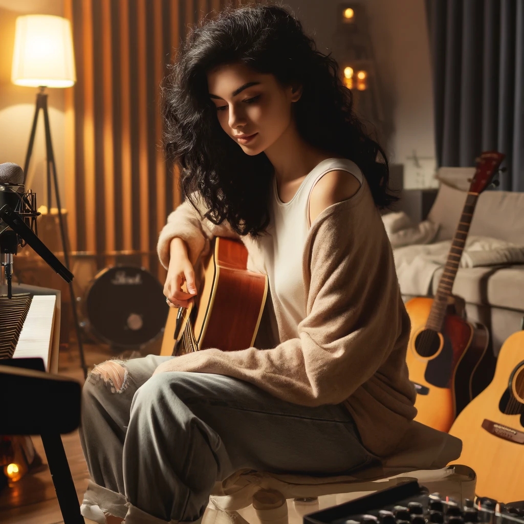 woman in a music studio